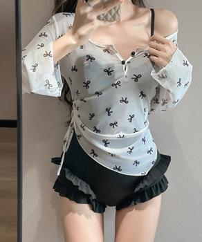 カバーアップトップス付き ワンピース水着 送料無料 即日発送-2