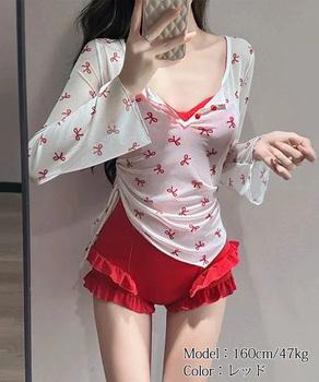 カバーアップトップス付き ワンピース水着 送料無料 即日発送-5