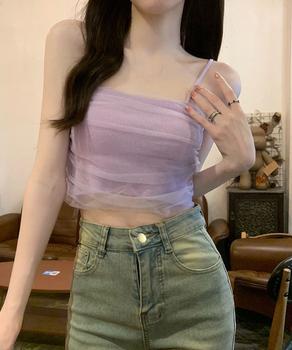 チュールキャミソールトップス 夏 送料無料 即日発送-7