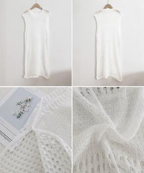 透かし編みロングベストサイドスリット夏服 送料無料 即日発送-9