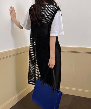 透かし編みロングベストサイドスリット夏服 送料無料 即日発送-4