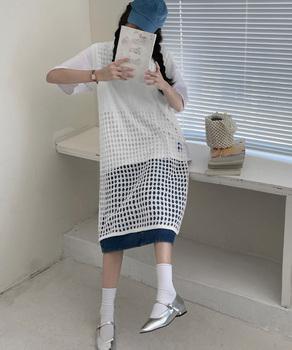 透かし編みロングベストサイドスリット夏服 送料無料 即日発送-7