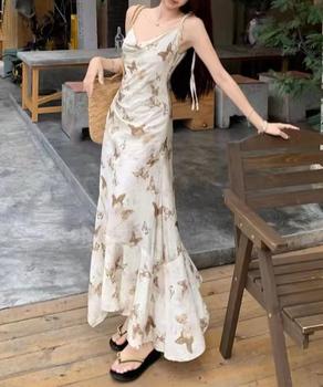 蝶柄キャミワンピース アシンメトリー夏服 送料無料 即日発送-3