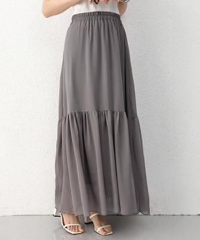 ロングスカート シフォン 裏地付き 春夏 送料無料 即日発送-3
