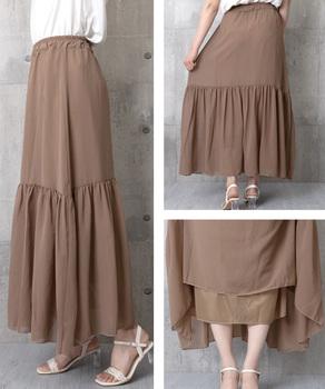 ロングスカート シフォン 裏地付き 春夏 送料無料 即日発送-7