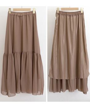 ロングスカート シフォン 裏地付き 春夏 送料無料 即日発送-8