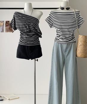 オフショルダーカットソー サイドギャザー 送料無料 即日発送-7