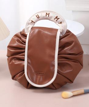 巾着コスメポーチ PUレザーメイクポーチ 送料無料 即日発送-4