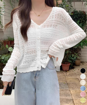 透かし編みカーディガンフェミニン夏羽織り 送料無料 即日発送-0