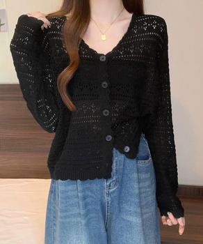 透かし編みカーディガンフェミニン夏羽織り 送料無料 即日発送-2