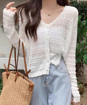 透かし編みカーディガンフェミニン夏羽織り 送料無料 即日発送-3