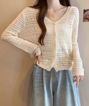 透かし編みカーディガンフェミニン夏羽織り 送料無料 即日発送-4