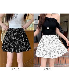 ティアードスカート 小花柄ミニ丈スカート 送料無料 即日発送-1