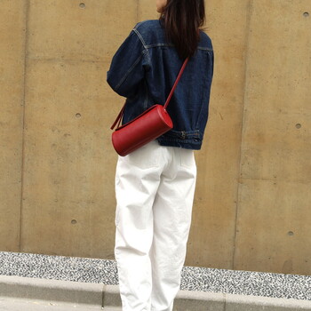 シュリンクレザー 筒形カブセ ショルダーバッグ 革 牛革　 COOCO 送料無料 即日発送-20