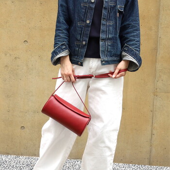 シュリンクレザー 筒形カブセ ショルダーバッグ 革 牛革　 COOCO 送料無料 即日発送-21