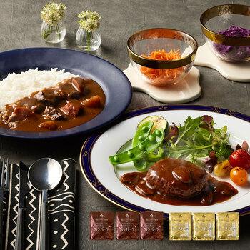 神奈川 横浜ロイヤルパークホテル 監修 カレー&ハンバーグセット ビーフカレー×3 デミグラスソースハンバーグ×3 詰め合わせ 送料無料-0