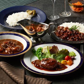 神奈川 横浜ロイヤルパークホテル 監修 4種のグルメセット ビーフカレー×1 ハヤシビーフ×1 デミグラスソースハンバーグ×1 等 詰め合わせ 送料無料-2