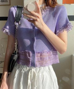 フリルショートカーディガン レースニット 送料無料 即日発送-6