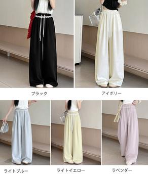 レース付きワイドパンツ イージーパンツ夏 送料無料 即日発送-1