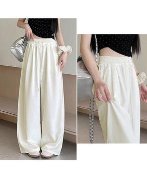 レース付きワイドパンツ イージーパンツ夏 送料無料 即日発送-3