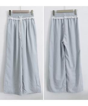 レース付きワイドパンツ イージーパンツ夏 送料無料 即日発送-8