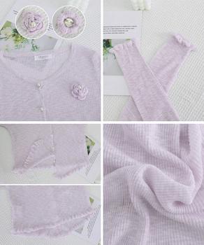 サマーニットカーディガン 花モチーフ付き 送料無料 即日発送-9