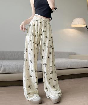 蝶柄ワイドパンツ ダメージロングパンツ夏 送料無料 即日発送-4