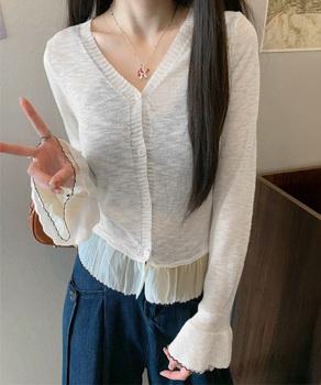 ニットカーディガンフリル裾ニットトップス 送料無料 即日発送-2