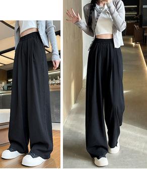 美脚デニム風ワイドパンツタック入りパンツ 送料無料 即日発送-4