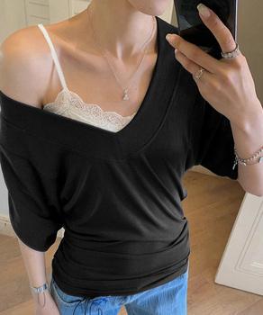 VネックTシャツ レースキャミソール単品 送料無料 即日発送-2