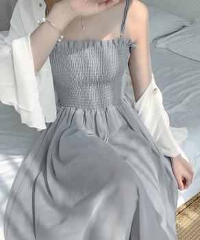 キャミワンピース カーディガン2点セット　レディース フレアロングワンピ シアーカーディガン 送料無料 即日発送-1