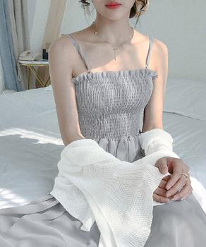 キャミワンピース カーディガン2点セット　レディース フレアロングワンピ シアーカーディガン 送料無料 即日発送-4