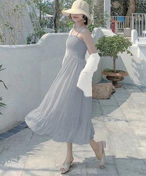 キャミワンピース カーディガン2点セット　レディース フレアロングワンピ シアーカーディガン 送料無料 即日発送-5