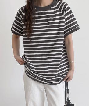 ボーダーTシャツ 半袖チュニックTシャツ 送料無料 即日発送-4