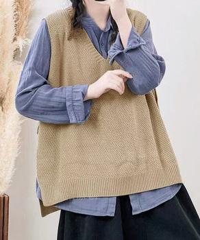 ニットベスト サイドスリット ニットジレ 送料無料 即日発送-5