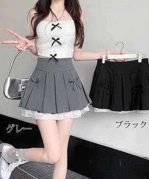 ボックスプリーツスカート ミニスカート夏 送料無料 即日発送-1