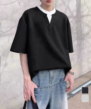 半袖Tシャツ メンズ 重ね着風カットソー 送料無料 即日発送-0