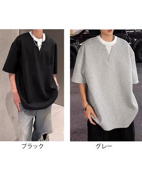 半袖Tシャツ メンズ 重ね着風カットソー 送料無料 即日発送-1