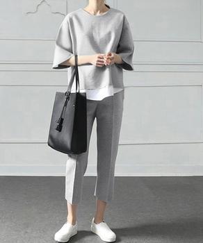 セットアップ レイヤード風カットソー春夏 送料無料 即日発送-1