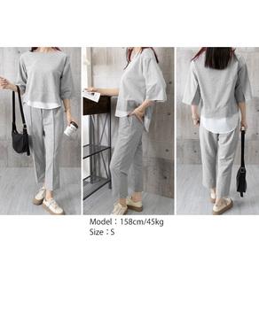 セットアップ レイヤード風カットソー春夏 送料無料 即日発送-7