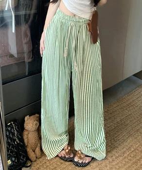 ストライプセミワイドパンツ ハイウエスト 送料無料 即日発送-7