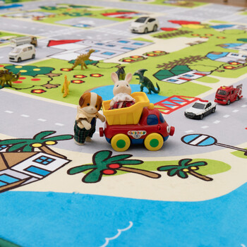 ラグ キッズラグ 洗濯機で洗える ウレタン8mm ホット対応 道路柄 遊べる ニュータウン2 約190×190cm 送料無料-9