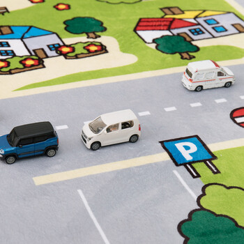 ラグ キッズラグ 洗濯機で洗える ウレタン8mm ホット対応 道路柄 遊べる ニュータウン2 約190×190cm 送料無料-8