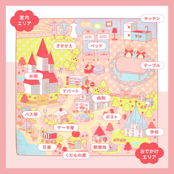 ラグ キッズラグ 洗濯機で洗える ウレタン8mm ホット対応 姫系 遊べる プリンセスタウン2 約190×190cm 送料無料-3