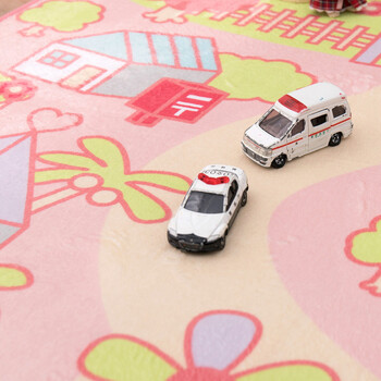 ラグ キッズラグ 洗濯機で洗える ウレタン8mm ホット対応 姫系 遊べる プリンセスタウン2 約190×190cm 送料無料-8