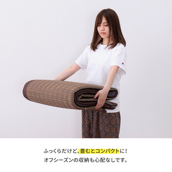 ラグ い草ラグ 約180×240cm 裏貼り ふっくら厚手 ウレタン12mm 折りたためる 仙名 ブルー 送料無料-5