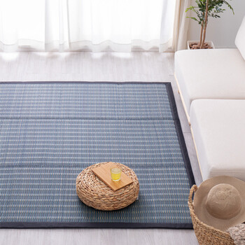 ラグ い草ラグ 約180×240cm 裏貼り ふっくら厚手 ウレタン12mm 折りたためる 仙名 ブルー 送料無料-7