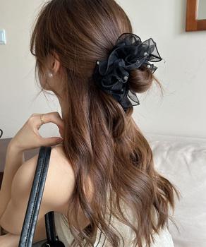 透け感シュシュ パール ヘアゴム 送料無料 即日発送-3
