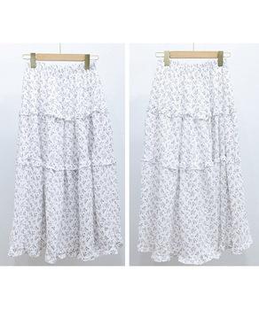 フリルティアード 小花柄 ロングスカート 送料無料 即日発送-8