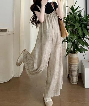 オールインワン サロペット ワンピース夏 ベージュ 送料無料 即日発送-1